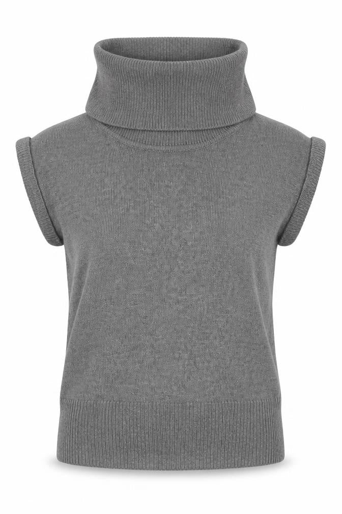 H&M Women Grey M Sleeveless Roll Neck Knit Pullover Jumper