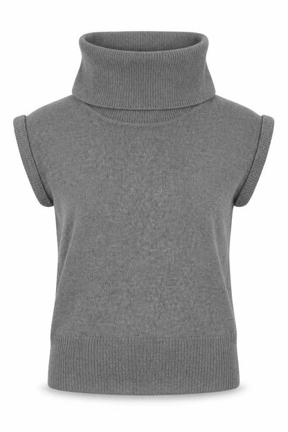 H&M Women Grey M Sleeveless Roll Neck Knit Pullover Jumper