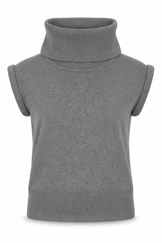 H&M Women Grey M Sleeveless Roll Neck Knit Pullover Jumper