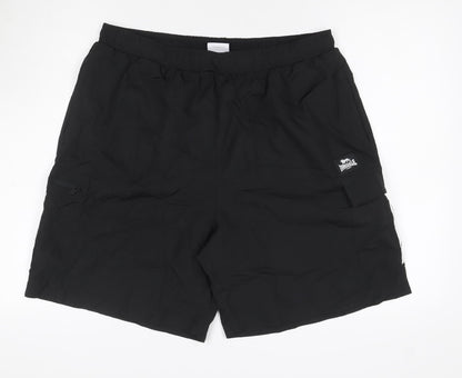 Lonsdale Men’s Black XL Athletic Cargo Training Shorts Mesh Lined