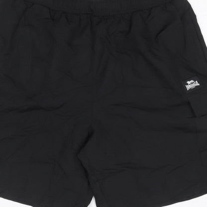 Lonsdale Men’s Black XL Athletic Cargo Training Shorts Mesh Lined