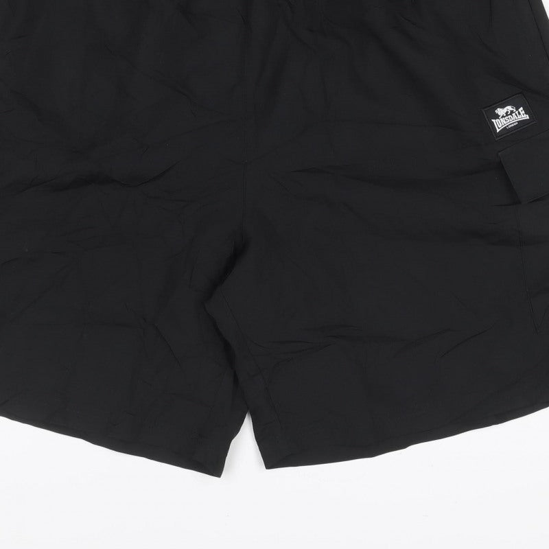 Lonsdale Men’s Black XL Athletic Cargo Training Shorts Mesh Lined
