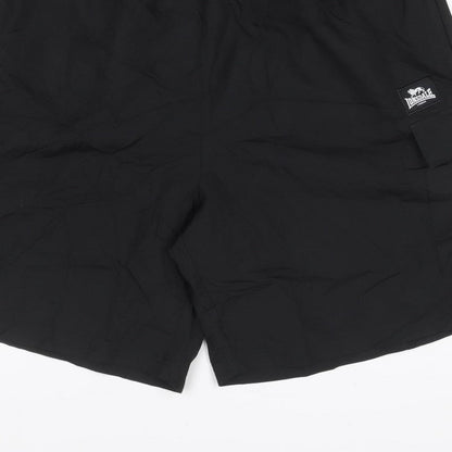 Lonsdale Men’s Black XL Athletic Cargo Training Shorts Mesh Lined