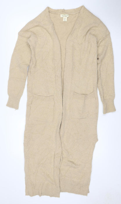 Jessica Simpson Women Beige XS V-Neck Long Sleeve Knit Jumper