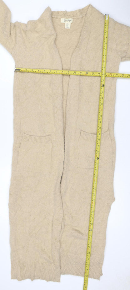 Jessica Simpson Women Beige XS V-Neck Long Sleeve Knit Jumper
