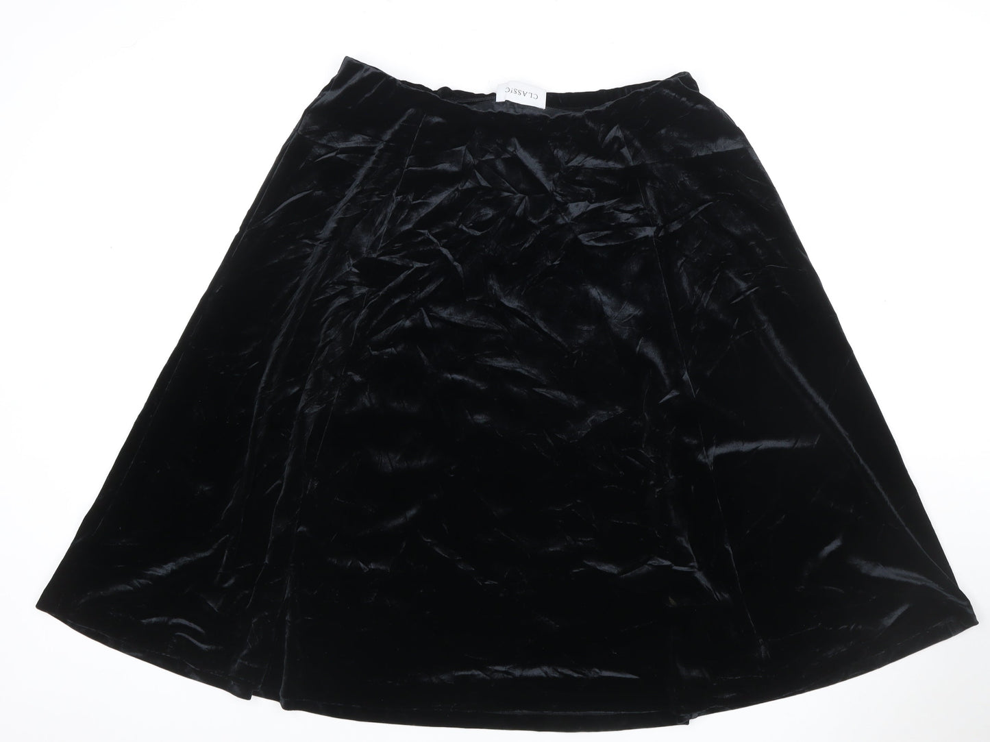 Classic Women Black UK 16 Velvet A-Line Knee Length Skirt