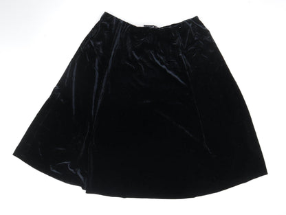 Classic Women Black UK 16 Velvet A-Line Knee Length Skirt