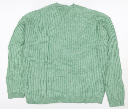 Marks & Spencer Women Green XS Rib Knit Round Neck Pullover Jumper