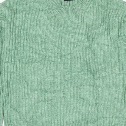 Marks & Spencer Women Green XS Rib Knit Round Neck Pullover Jumper