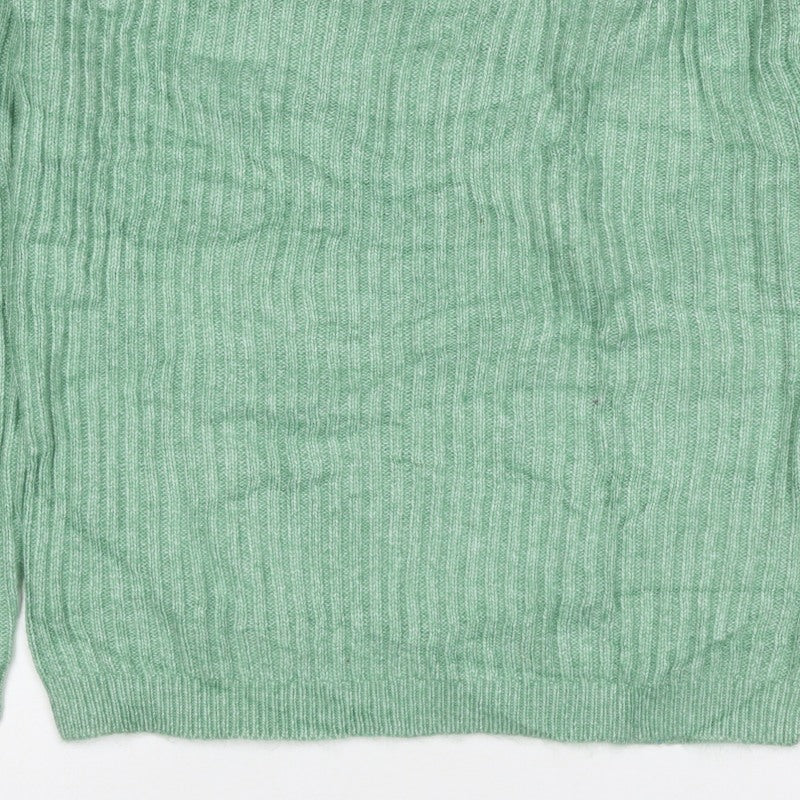 Marks & Spencer Women Green XS Rib Knit Round Neck Pullover Jumper