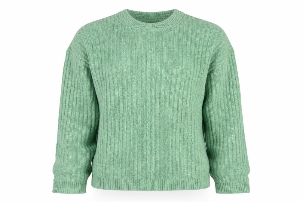 Marks & Spencer Women Green XS Rib Knit Round Neck Pullover Jumper