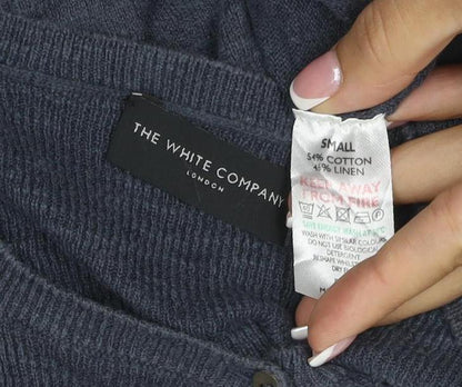 The White Company Women Grey S Cotton Linen Button Cardigan