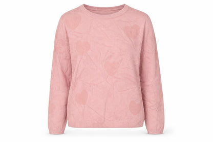 Nicole Miller Women Pink L Heart Crew Neck Knit Pullover Jumper
