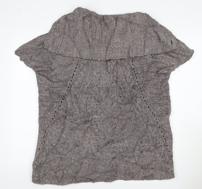 White Stuff Women Grey S Cable Knit Short Sleeve Button Cardigan