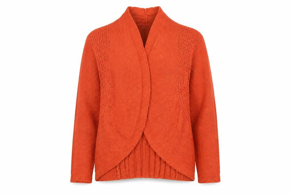 Denis-R G22 Women’s Orange Size 16 Wrap Cardigan Open Knit