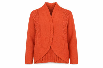 Denis-R G22 Women’s Orange Size 16 Wrap Cardigan Open Knit