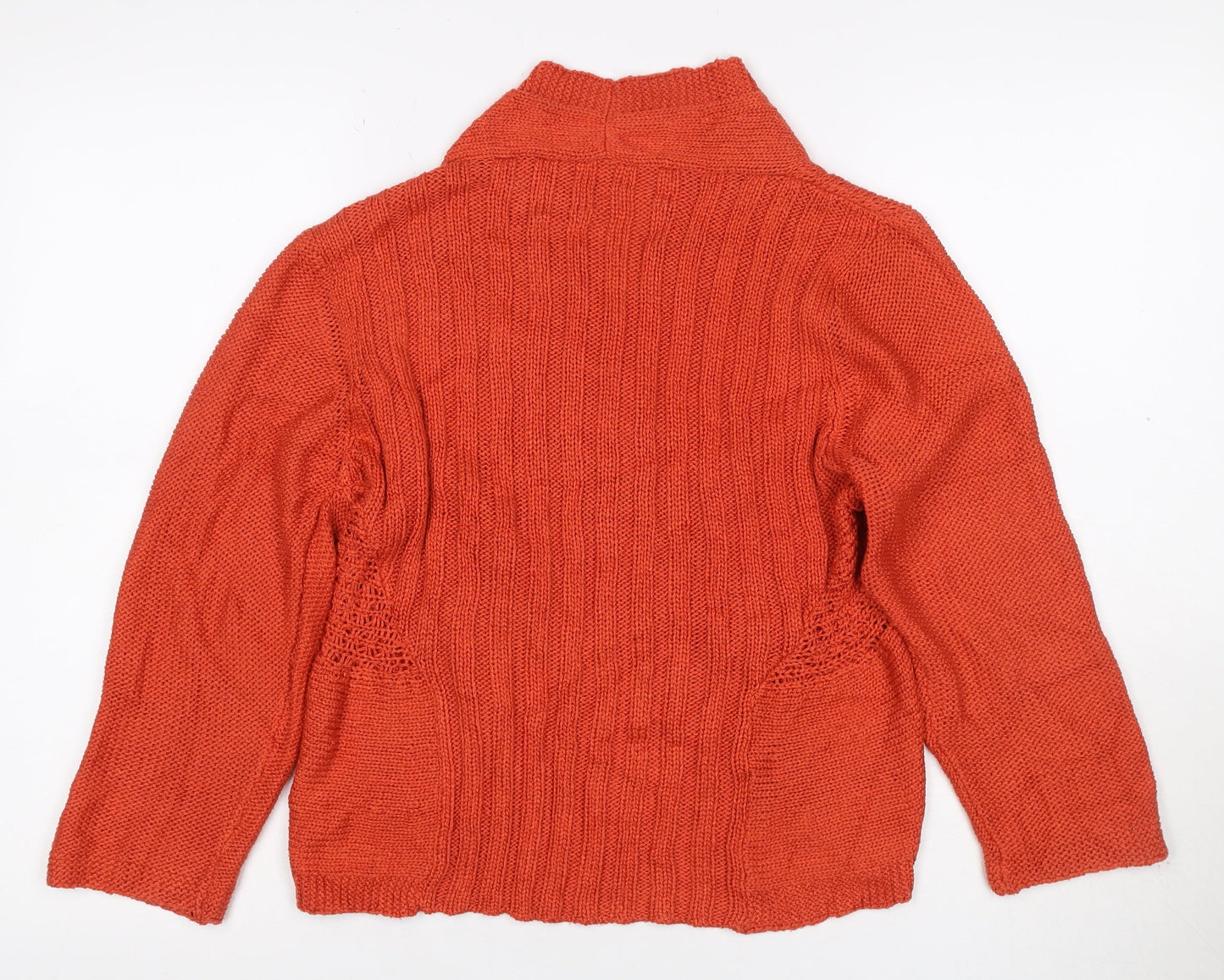 Denis-R G22 Women’s Orange Size 16 Wrap Cardigan Open Knit