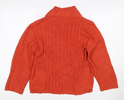 Denis-R G22 Women’s Orange Size 16 Wrap Cardigan Open Knit