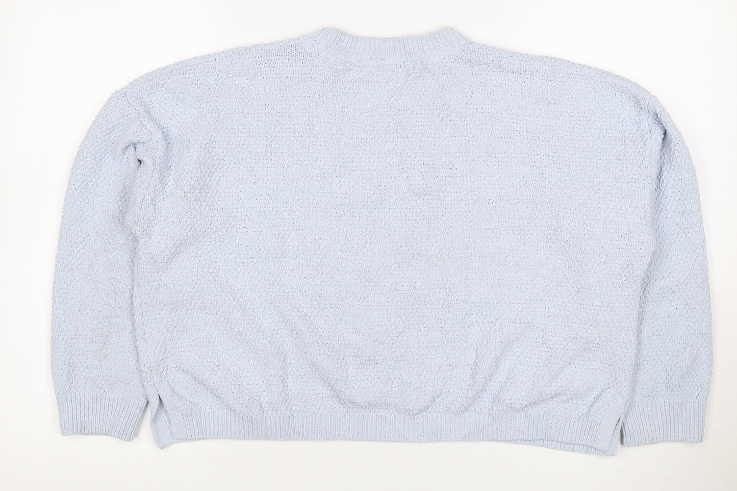 DKNY Jeans Women’s Blue UK 12 Cable Knit Crew Neck Pullover Jumper