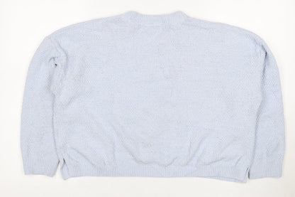 DKNY Jeans Women’s Blue UK 12 Cable Knit Crew Neck Pullover Jumper