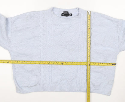 DKNY Jeans Women’s Blue UK 12 Cable Knit Crew Neck Pullover Jumper