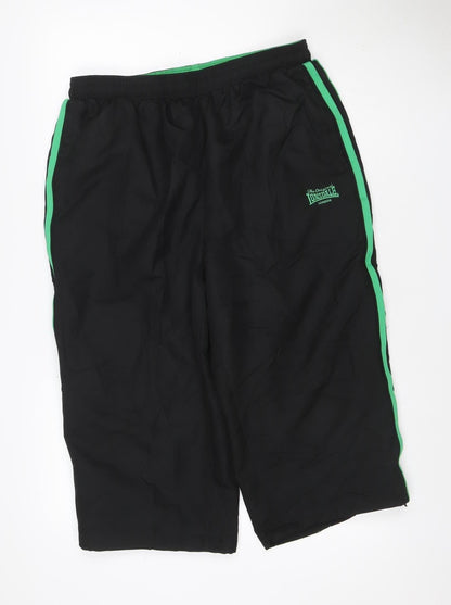 Lonsdale Men’s Black Green XL Track Pants Polyester Drawstring