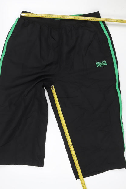 Lonsdale Men’s Black Green XL Track Pants Polyester Drawstring