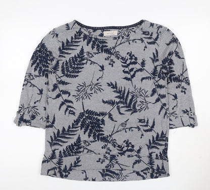 Per Una Women’s Blue UK 12 Jersey 3/4 Sleeve Fern Stripe Top