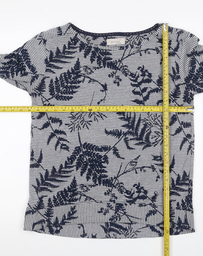 Per Una Women’s Blue UK 12 Jersey 3/4 Sleeve Fern Stripe Top