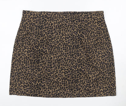 Marks and Spencer Women Brown Leopard Print UK 20 Pencil Mini Skirt Stretch