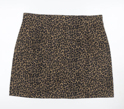 Marks and Spencer Women Brown Leopard Print UK 20 Pencil Mini Skirt Stretch