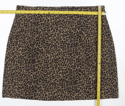Marks and Spencer Women Brown Leopard Print UK 20 Pencil Mini Skirt Stretch