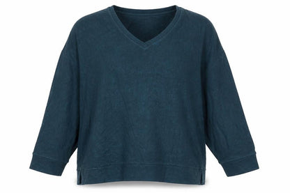 Hush Women’s Blue XL Velour V-Neck Pullover Sweatshirt