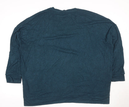 Hush Women’s Blue XL Velour V-Neck Pullover Sweatshirt