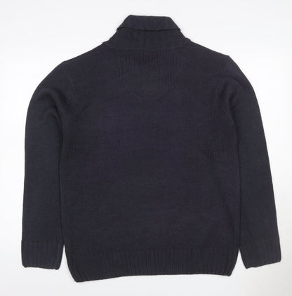Jet Black Men's Black XL Shawl Collar Button Knit Pullover Jumper