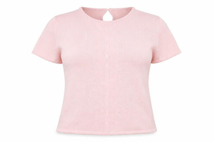 Front view of Honor Millburn at EWM Women’s Pink, size UK 14, Cable Knit Beaded Jumper