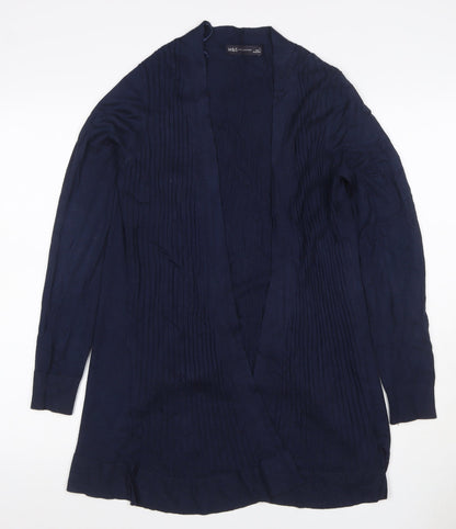 Marks and Spencer Women Blue M Open Longline Knit Cardigan