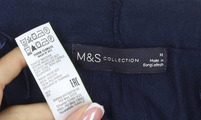 Marks and Spencer Women Blue M Open Longline Knit Cardigan