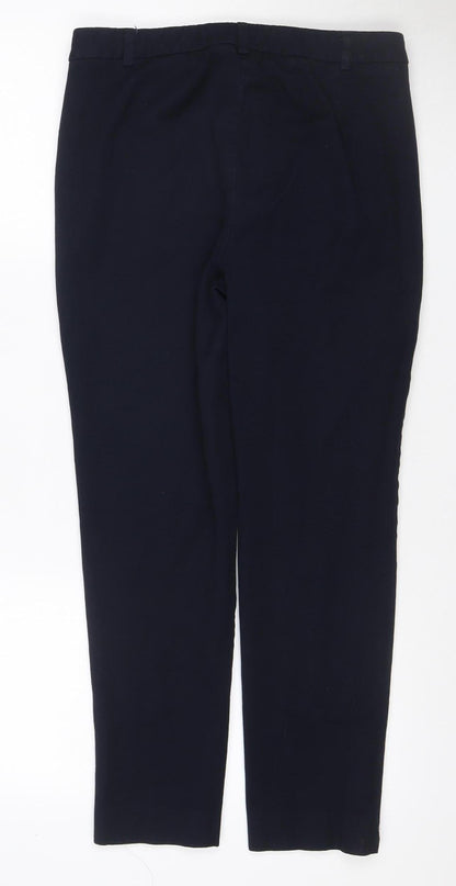 Marks and Spencer Women Blue UK 10 Regular Tailored Straight Trousers