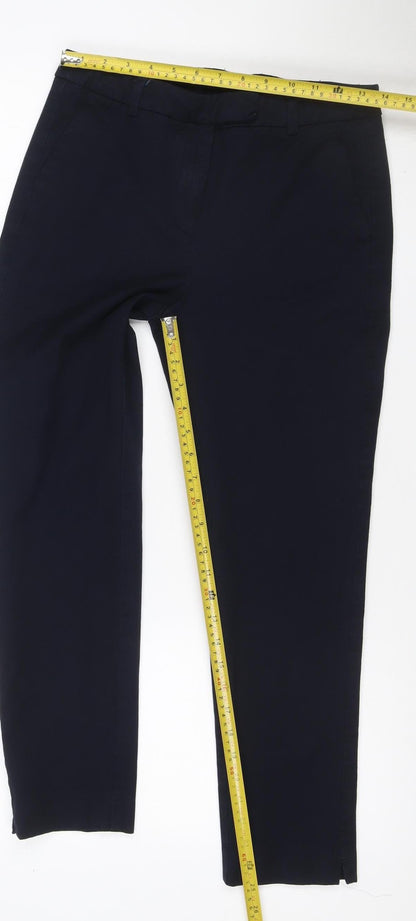 Marks and Spencer Women Blue UK 10 Regular Tailored Straight Trousers
