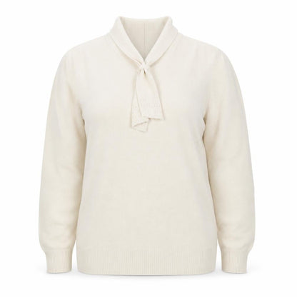 Honor Millburn EWM Women Ivory Size 14 V-Neck Tie Pullover Jumper
