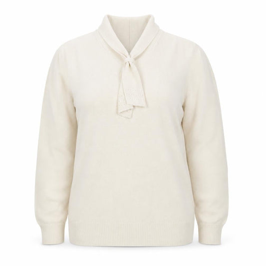 Honor Millburn EWM Women Ivory Size 14 V-Neck Tie Pullover Jumper