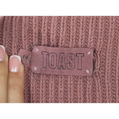 TOAST Women Pink M Rib Knit High Neck Flared Sleeve Tunic Jumper