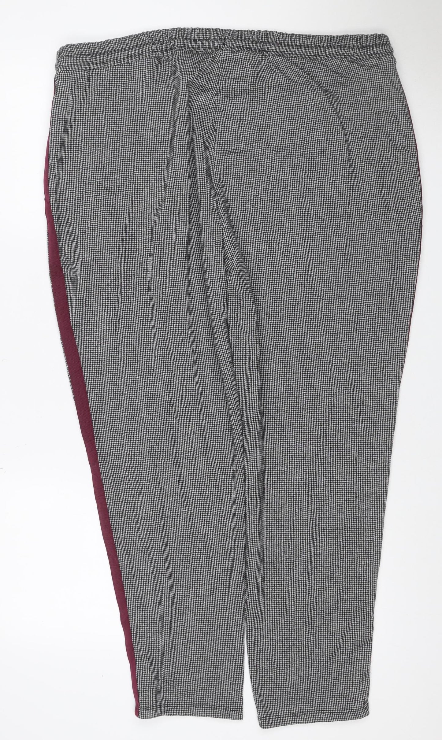 Marks and Spencer Women Black Mixed UK 20 Check Tapered Jogger Trousers