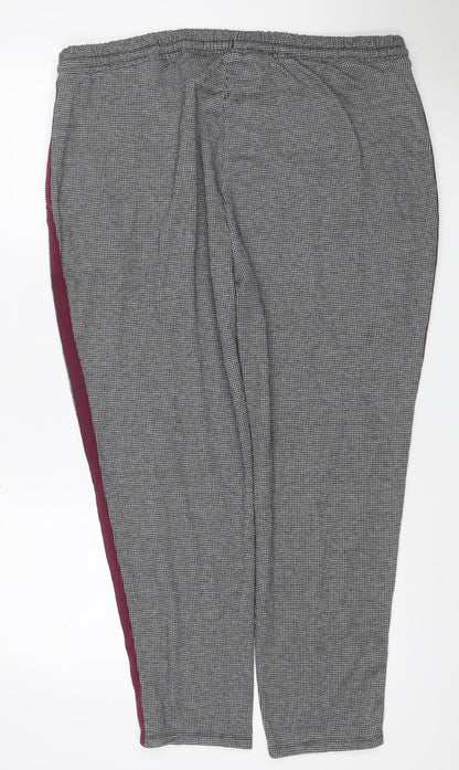Marks and Spencer Women Black Mixed UK 20 Check Tapered Jogger Trousers