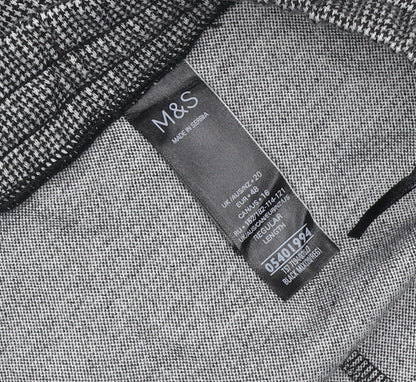 Marks and Spencer Women Black Mixed UK 20 Check Tapered Jogger Trousers