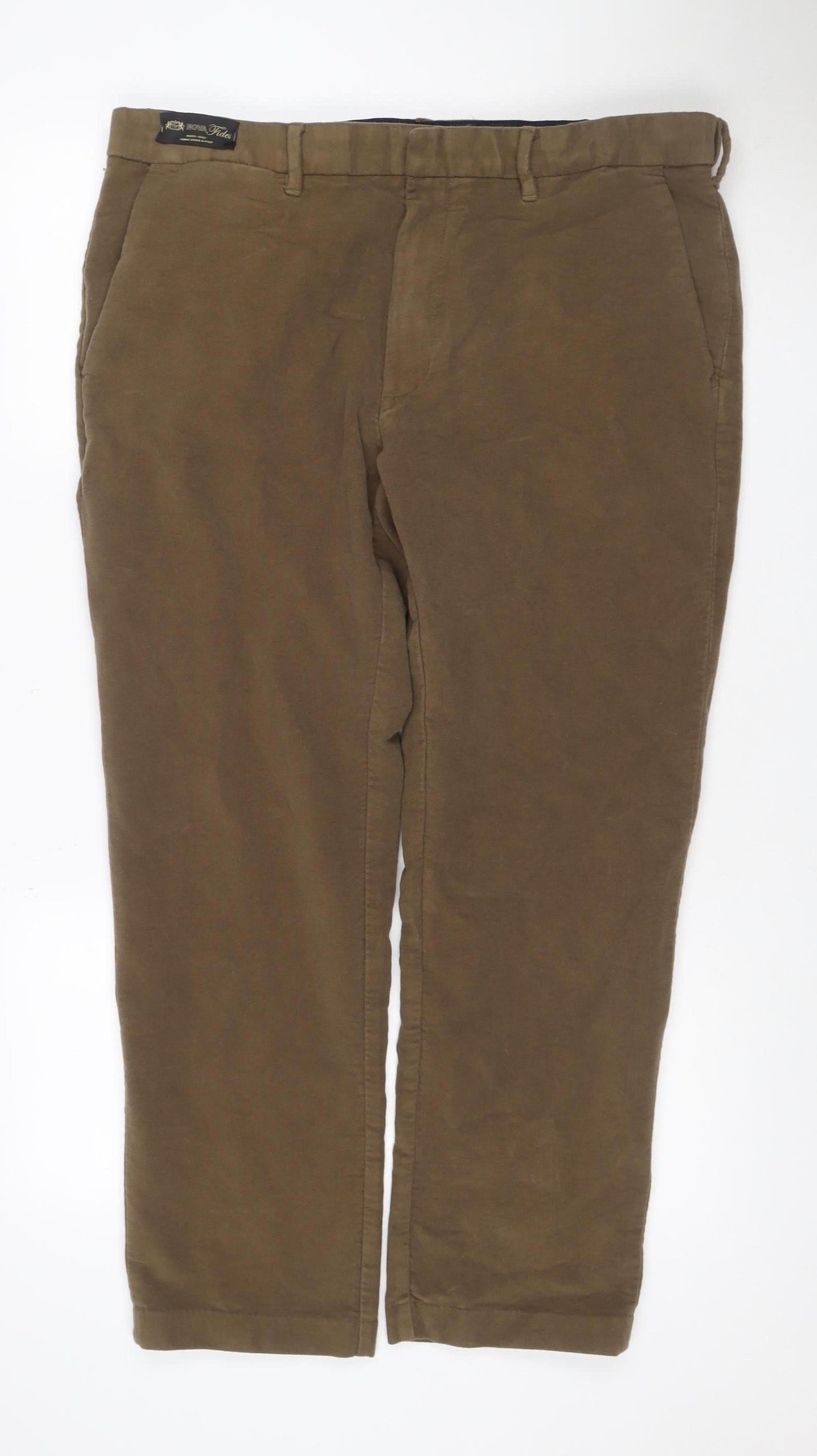 Marks and Spencer Men Brown 38x29 Regular Straight Chino Trousers