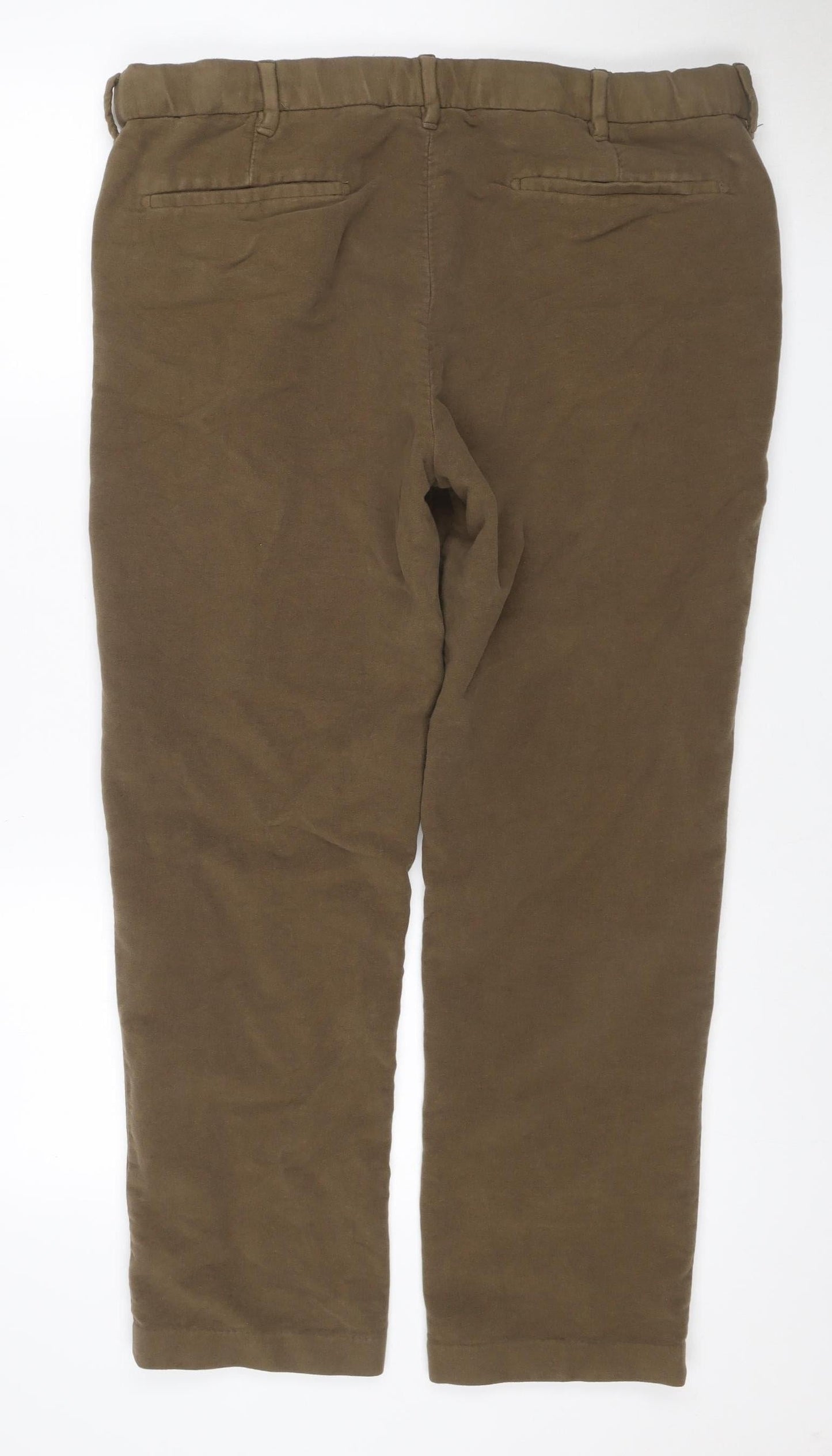 Marks and Spencer Men Brown 38x29 Regular Straight Chino Trousers