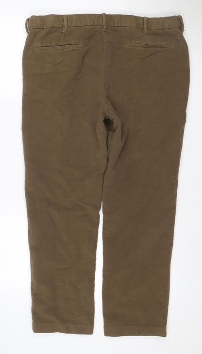 Marks and Spencer Men Brown 38x29 Regular Straight Chino Trousers