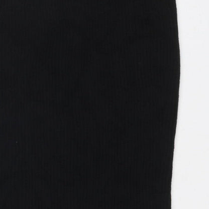 Miss Selfridge Women’s Black Size 12 Ribbed Knit Buckle Long Skirt